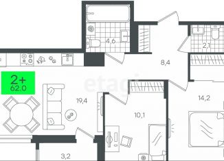 Продается 2-ком. квартира, 62 м2, деревня Дударева, улица Сергея Джанбровского, 2