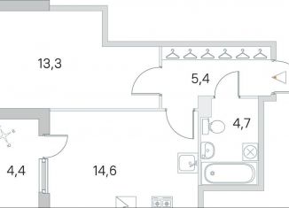 Продается 1-комнатная квартира, 40.2 м2, посёлок Шушары