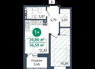 Продажа 1-комнатной квартиры, 34.9 м2, деревня Дударева