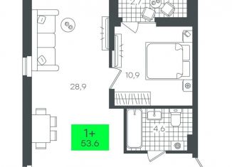 Продаю 1-ком. квартиру, 53.7 м2, Тюмень, Калининский округ, улица Василия Малкова, 5