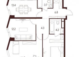 Продается 3-комнатная квартира, 73.6 м2, Москва, САО