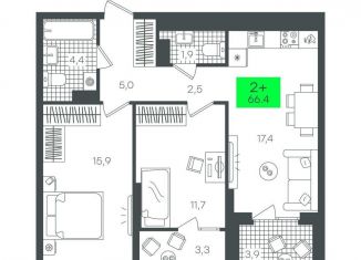 Продается 2-комнатная квартира, 66.5 м2, Тюмень, Калининский округ