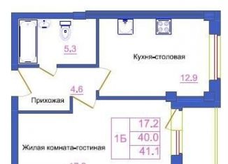 Однокомнатная квартира на продажу, 40.7 м2, деревня Портянниково, Александровский проезд, 3