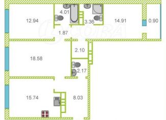 Продается 3-ком. квартира, 84 м2, деревня Патрушева, улица Лермонтова, 8