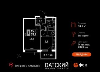 1-ком. квартира на продажу, 33.1 м2, Московская область, улица Полковника Романова, 11