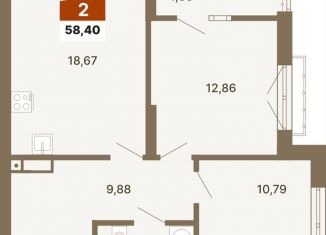 Продажа 2-ком. квартиры, 58.4 м2, Свердловская область