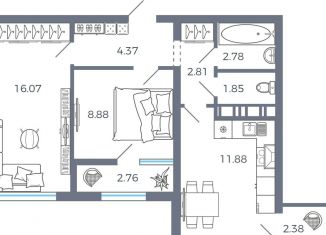 Продаю 2-ком. квартиру, 53.8 м2, село Николаевка