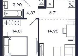 1-комнатная квартира на продажу, 42.2 м2, Красногорск, ЖК Тетрис