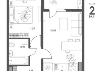 Продам 1-ком. квартиру, 39.4 м2, Липецкая область, улица Перова, 2Д