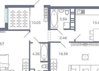 Продажа двухкомнатной квартиры, 72.6 м2, село Николаевка