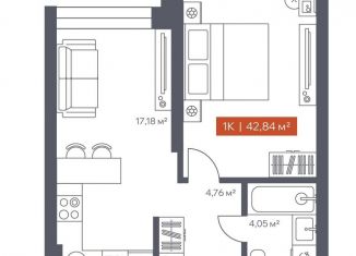 Продам 1-комнатную квартиру, 42.8 м2, Томская область, Красноармейская улица, 144