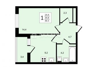 Продам 1-комнатную квартиру, 36.5 м2, Владимир, Октябрьский район, Смоленская улица, 8