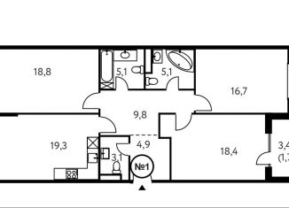 Продажа трехкомнатной квартиры, 101.4 м2, Москва, район Раменки, Винницкая улица, 8к2