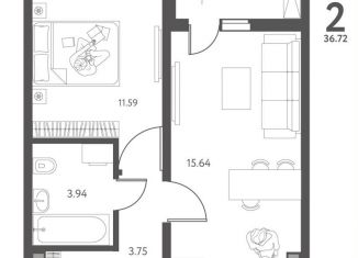 Продам однокомнатную квартиру, 36.7 м2, Липецк, улица Перова, 2Д