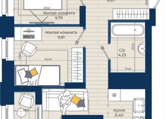 Продам 2-комнатную квартиру, 54.9 м2, Казань, Советский район