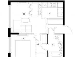 Продается 1-комнатная квартира, 39.6 м2, Москва, район Кунцево, улица Ивана Франко, 20к2