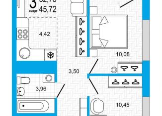 Продается трехкомнатная квартира, 45.7 м2, Уфа, Дёмский район