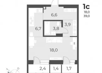 Продается квартира студия, 39 м2, Новосибирск, улица Аэропорт, 49/1