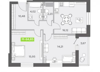 Продается двухкомнатная квартира, 64.9 м2, Санкт-Петербург, Василеостровский район