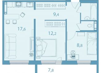 Трехкомнатная квартира на продажу, 56.2 м2, Томская область, улица Славского, 26