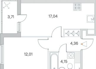 Продаю 1-комнатную квартиру, 39.4 м2, городской посёлок Янино-1