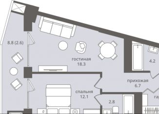 Продам 2-комнатную квартиру, 49.3 м2, Калининградская область