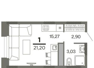 1-ком. квартира на продажу, 21.2 м2, Рязанская область