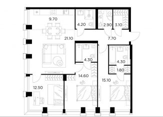 Продажа четырехкомнатной квартиры, 101.3 м2, Москва, станция Балтийская