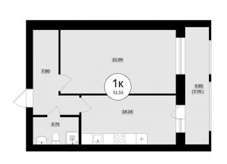 Продаю 1-комнатную квартиру, 51.5 м2, Самара