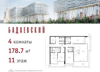 Продается 4-комнатная квартира, 178.7 м2, Москва