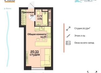 Продается квартира студия, 20.3 м2, Ульяновск, жилой комплекс Акварель, 4