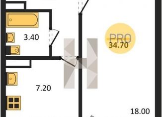 Однокомнатная квартира на продажу, 34.6 м2, Новосибирск, Ленинский район, Междуреченская улица, 7/1