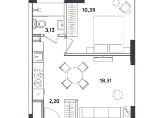 2-комнатная квартира на продажу, 34.7 м2, Москва, Окружной проезд, 10Б