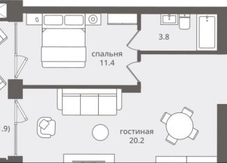 Продается 2-ком. квартира, 53.4 м2, Калининградская область