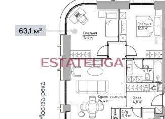 Продаю двухкомнатную квартиру, 63.1 м2, Москва, Дубининская улица, 59к7