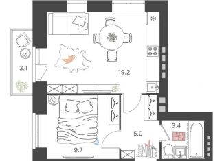 Продается однокомнатная квартира, 38.2 м2, Нижегородская область