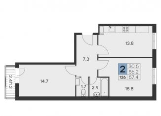 Продам 2-ком. квартиру, 57.4 м2, Московская область