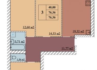 Продам трехкомнатную квартиру, 76 м2, Ярославская область, 2-й Брагинский проезд, 22