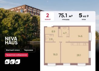 Продаю 2-комнатную квартиру, 75.1 м2, Санкт-Петербург, метро Спортивная, Петровский проспект, 9к2