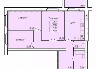 Продам 3-ком. квартиру, 84.1 м2, Тамбов, Научная улица, 6, Октябрьский район