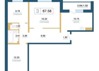 Продаю 3-ком. квартиру, 67.6 м2, Красноярский край, улица Светлова, 42