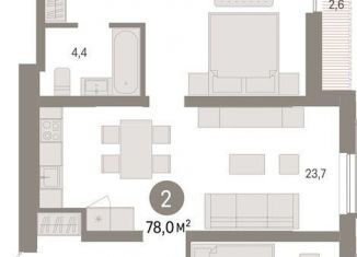 Продается 2-комнатная квартира, 78 м2, Новосибирск, метро Октябрьская