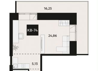 Продается однокомнатная квартира, 44.4 м2, Хабаровск