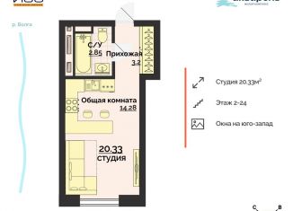 Продается квартира студия, 20.3 м2, Ульяновск, Заволжский район, жилой комплекс Акварель, 4