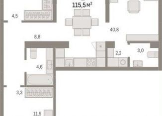 Продается 2-комнатная квартира, 115.5 м2, Новосибирск, метро Октябрьская