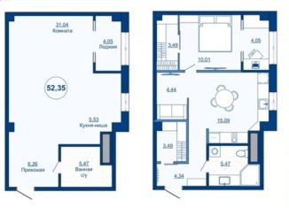 Продажа однокомнатной квартиры, 52.4 м2, Челябинск