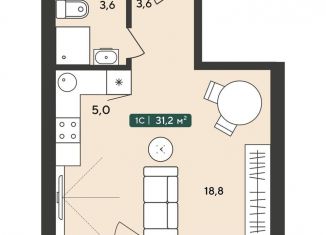 Продаю 1-комнатную квартиру, 31.2 м2, Новосибирская область