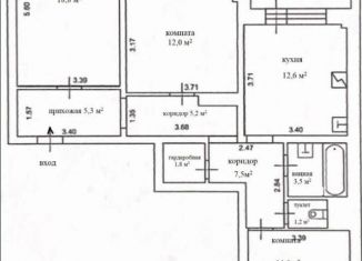 Продаю 3-ком. квартиру, 83.9 м2, рабочий посёлок Октябрьский, улица 60 лет Победы, 10А