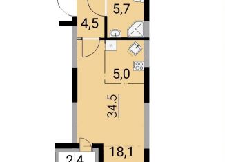 Продаю квартиру студию, 34 м2, Уфа, Калининский район