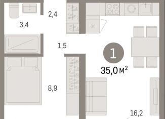 Продажа 1-комнатной квартиры, 35 м2, Новосибирск, Заельцовский район, улица Аэропорт, 88